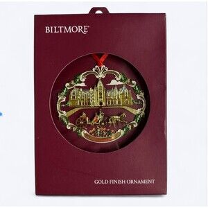 Biltmore Estate 3D Christmas Ornament House Carriage Cutout Gold Finish 2006
